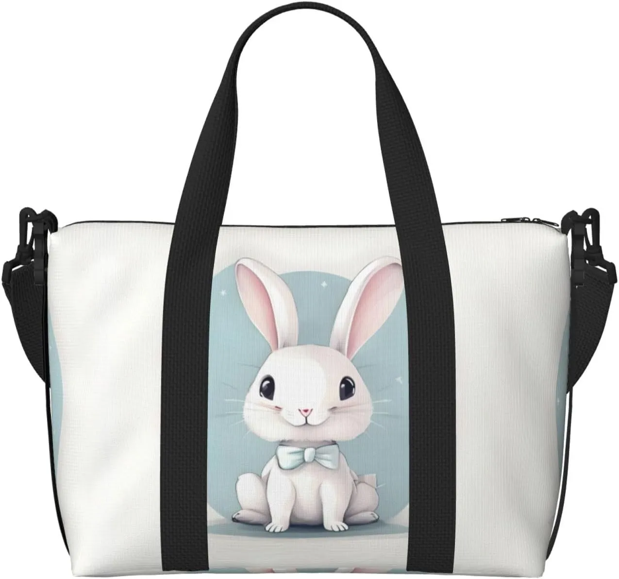 Cute White Rabbit Print Print Versatile Gym Sports Bag,Companion For Your Journeys And Fitness Routines