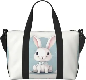 Cute White Rabbit Print Print Versatile Gym Sports Bag,Companion For Your Journeys And Fitness Routines