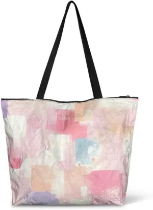 Daisy Flower Eco-Friendly Paper Tote Bag, French Bulldog Collie Dog Reusable Handbag Leopard Tote Bag for Women