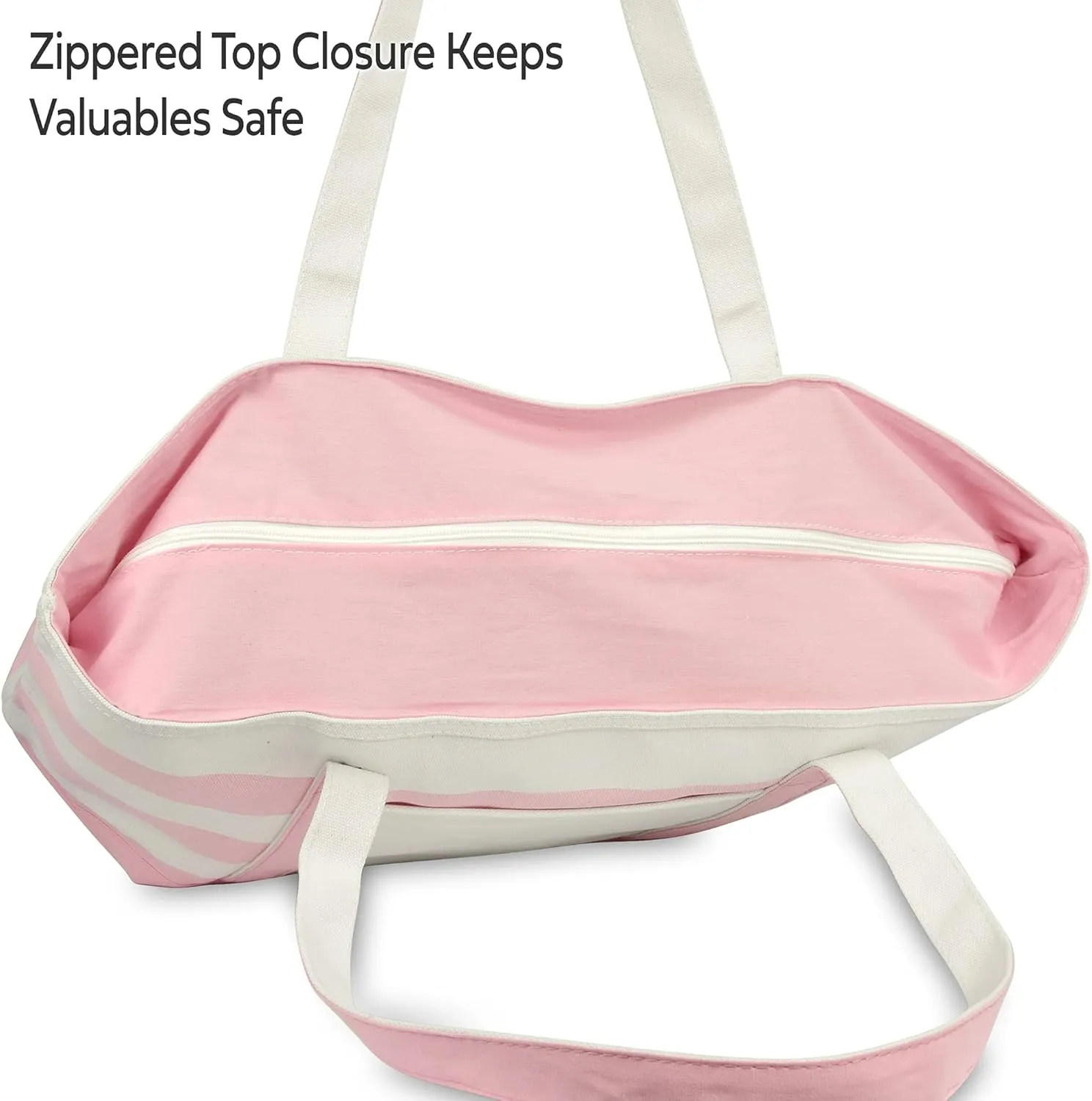 DALIX Striped Beach Bag Tote Bags Satchel Personalized Pink Ballent Letter A - Z