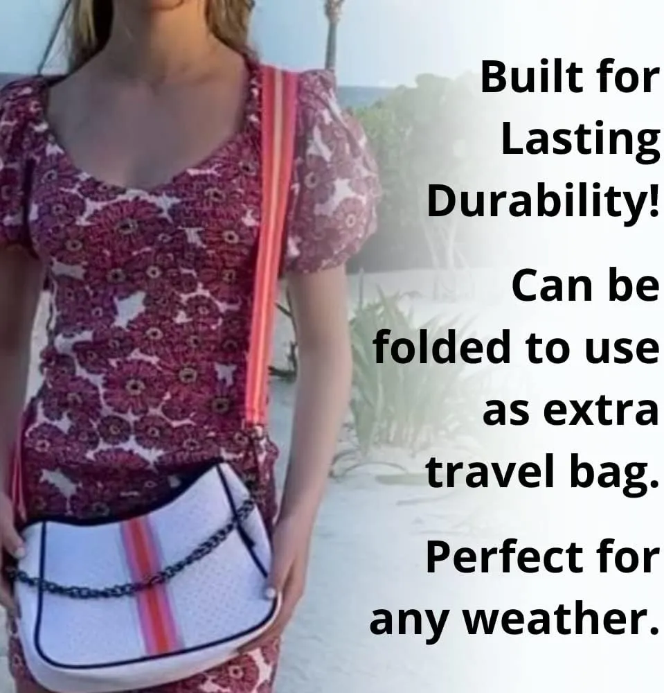 Dallas Hill Designs Crossbody Neoprene Purse for Women | Ladies Drawstring Handbag | 2 Detachable Straps | Matching Pouch