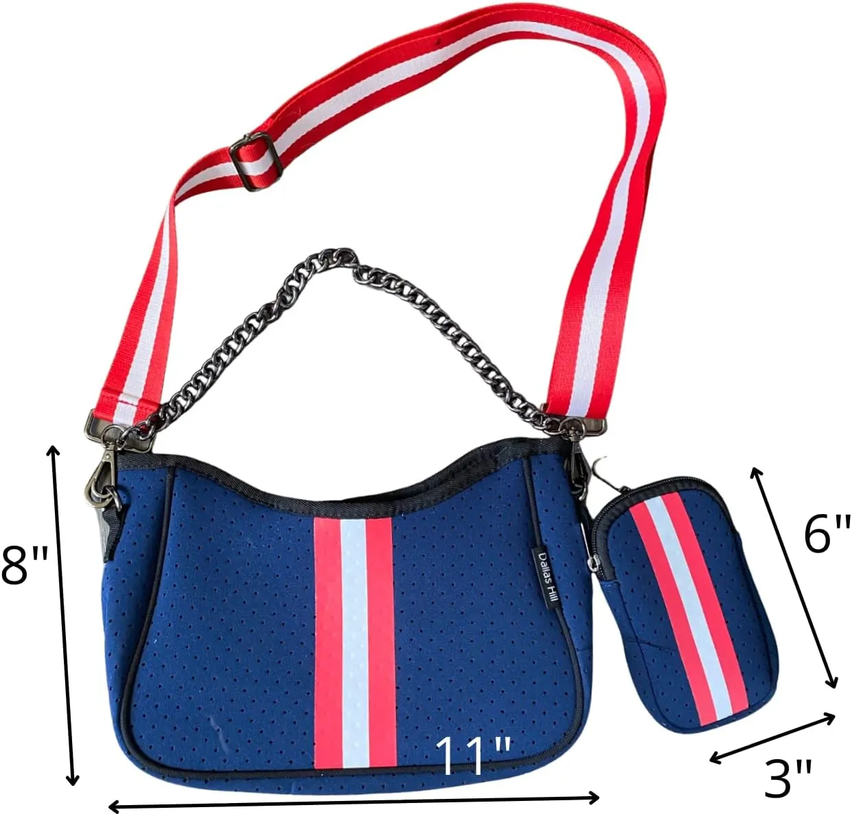Dallas Hill Designs Crossbody Neoprene Purse for Women | Ladies Drawstring Handbag | 2 Detachable Straps | Matching Pouch