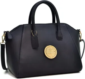 Dasein Womens Satchel Handbags Shoulder Purses Top Handle Bags (Black)