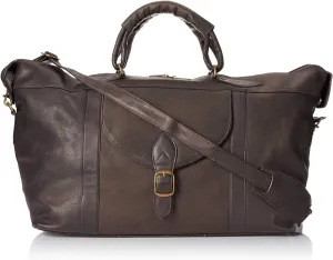 David King Colombian Leather 25" Top Zip Weekender Duffel Bag Chocolate