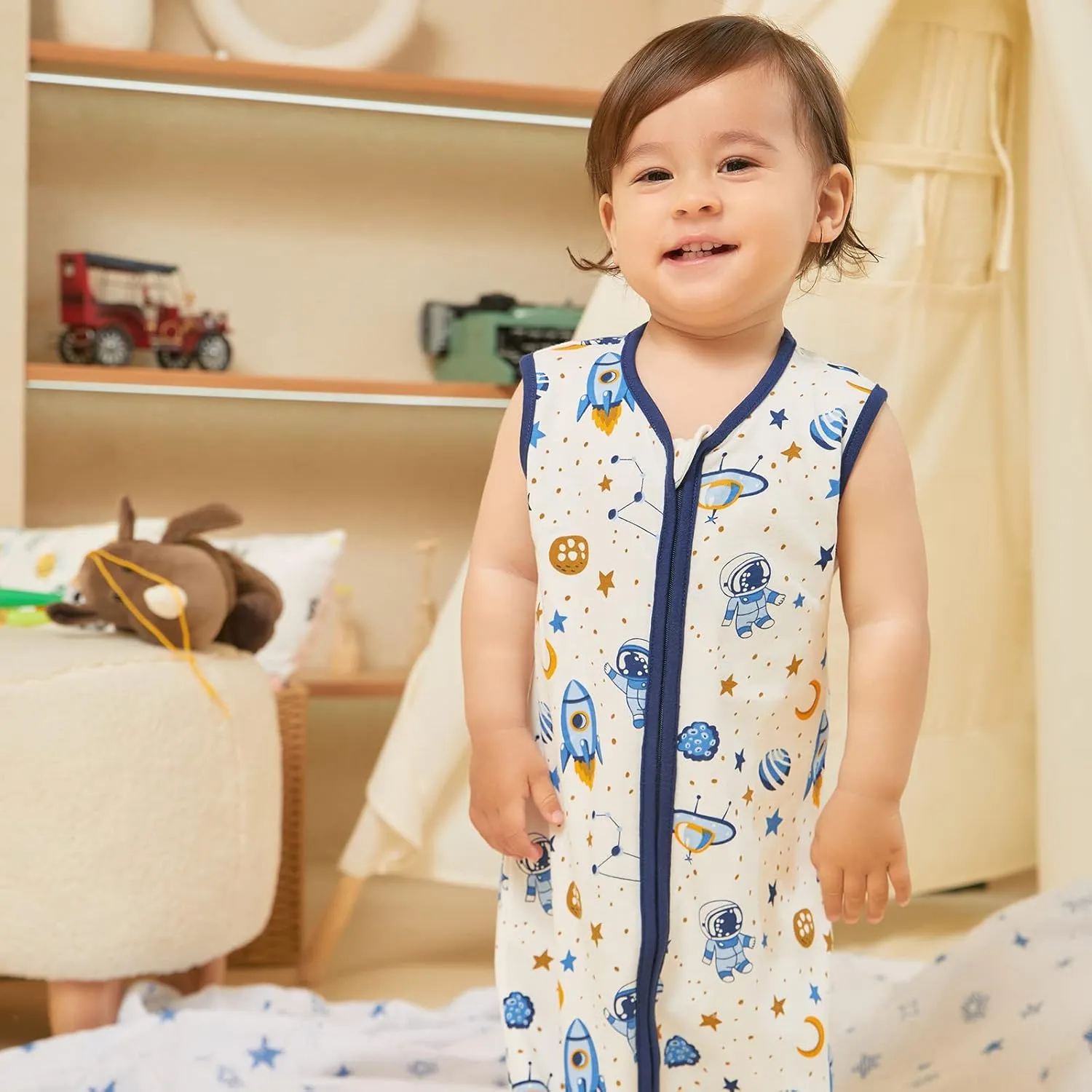 DaysU Cotton Baby Sleep Sack, Baby Sleeping Bag with Two-Way Zipper, 0.5 TOG Wearable Blanket for Newborn Baby Boys and Girls