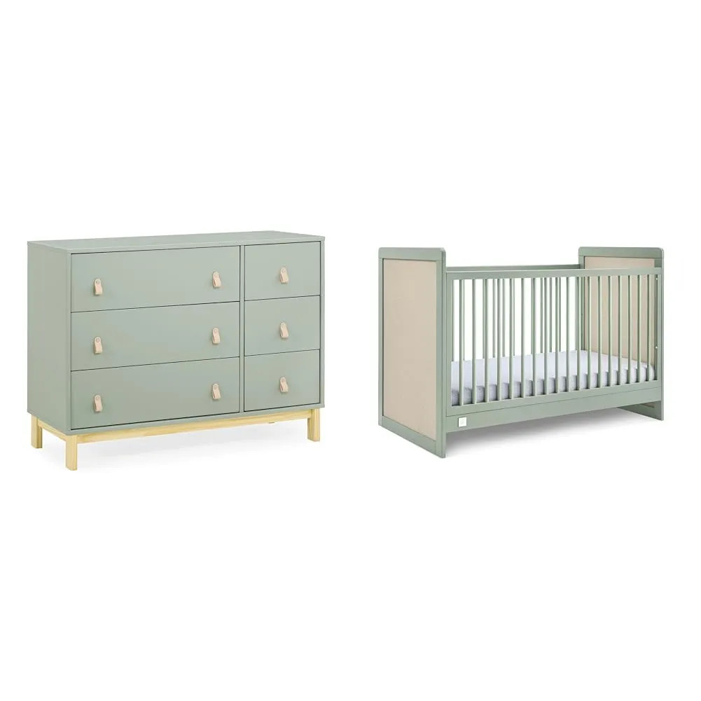Delta Children babyGap Legacy 6 Drawer Dresser, Liam 4-in-1 Convertible Crib - Sage Green/Natural
