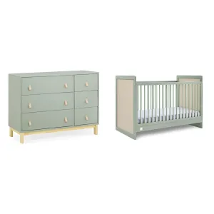 Delta Children babyGap Legacy 6 Drawer Dresser, Liam 4-in-1 Convertible Crib - Sage Green/Natural