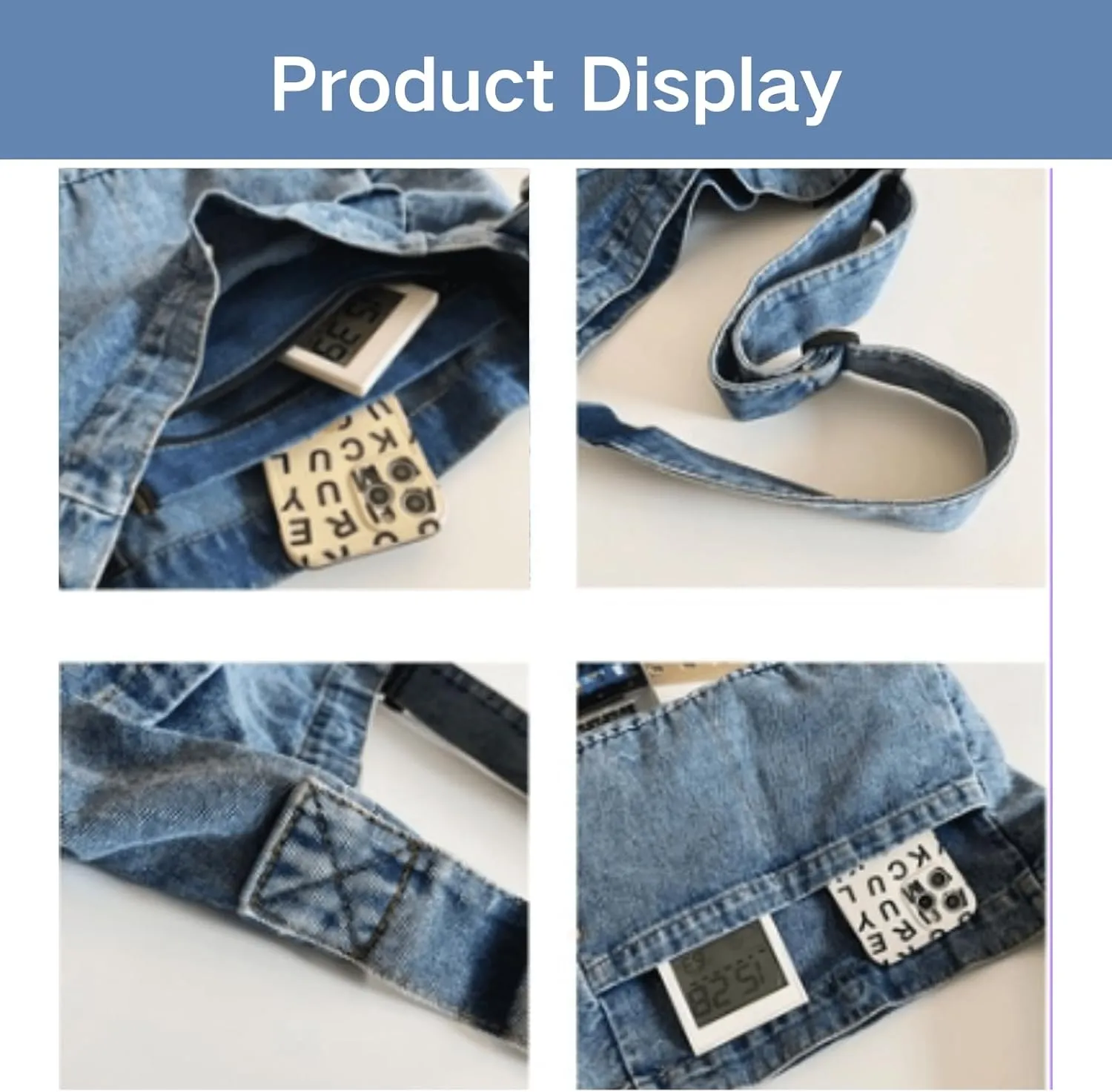Denim Messenger Shoulder Bag, Blue Jean Hobo Tote Bag,Retro Denim Large Crossbody Bag Purse For Women Men 2024