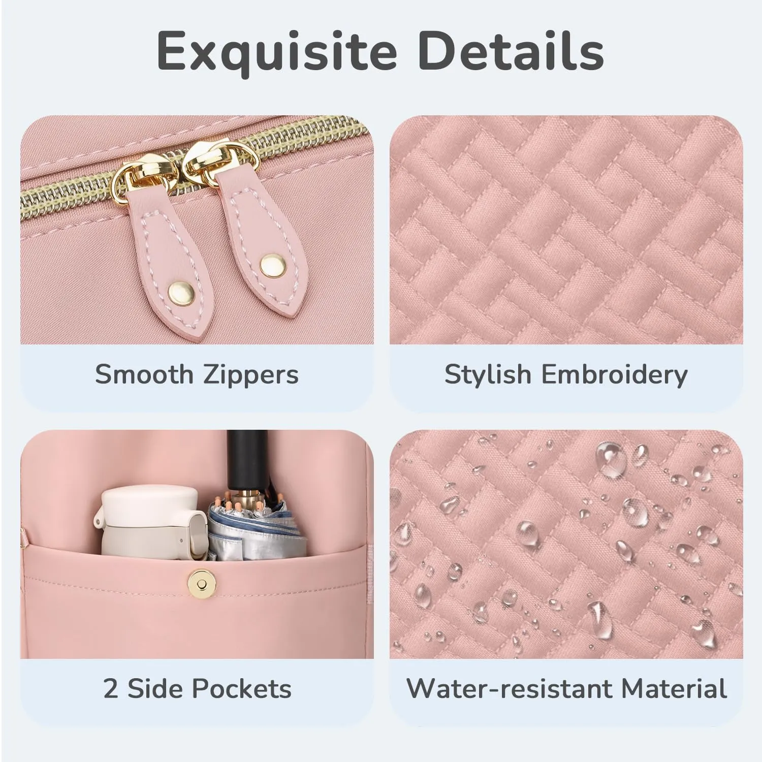Diaper Bag Tote, Baby Bag Travel Diaper Tote Bag with Pacifier Case, Cute Maternity Hospital Baby Stylish Diaper Tote for Mom Dad Pink