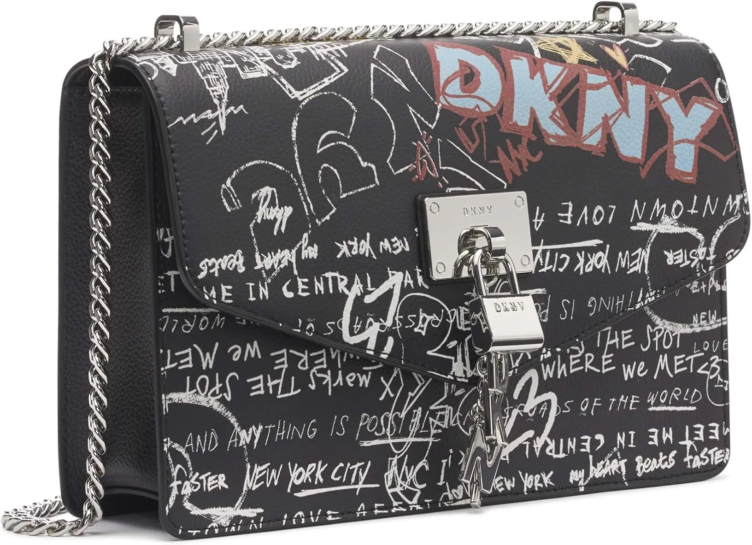 DKNY womens Elissa Leather Shoulder Bag with Logo Charm