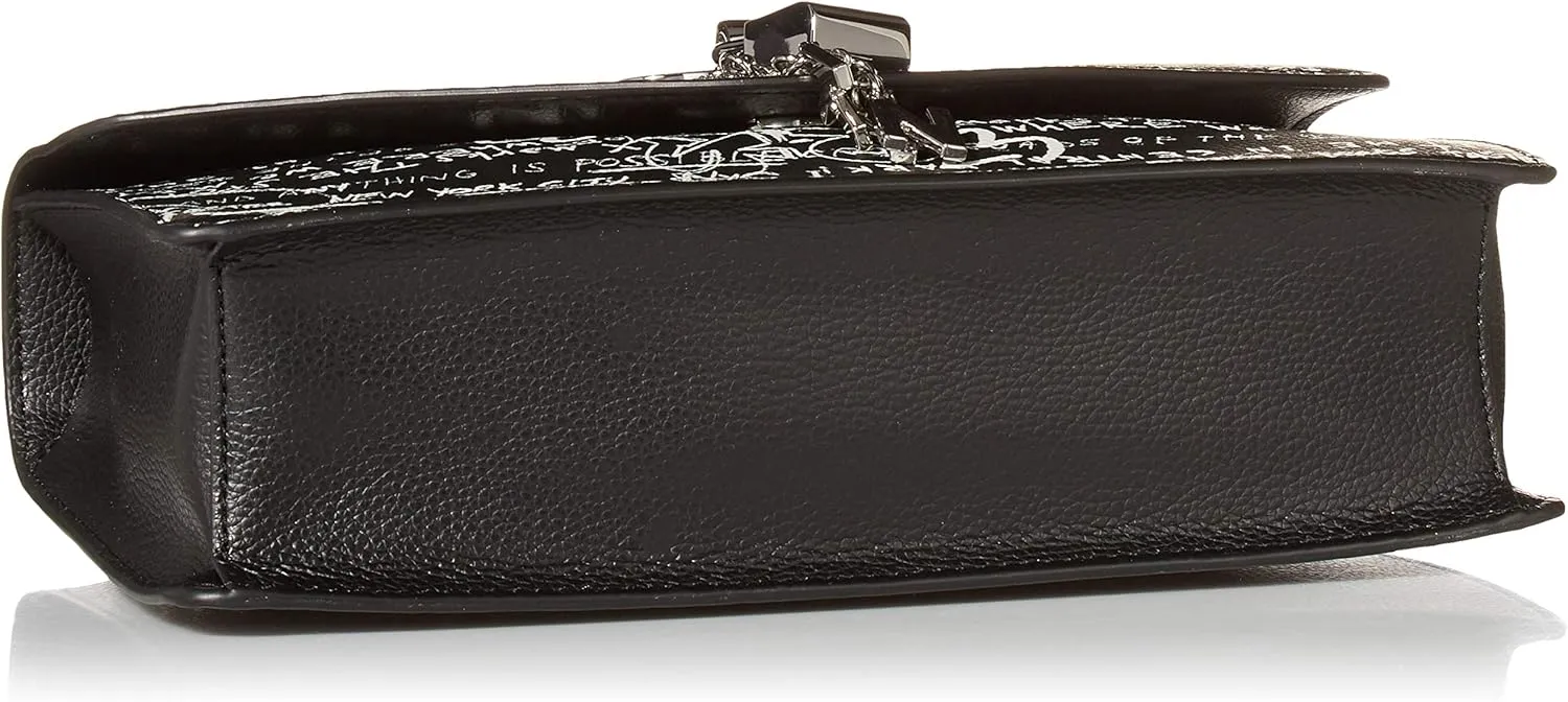 DKNY womens Elissa Leather Shoulder Bag with Logo Charm