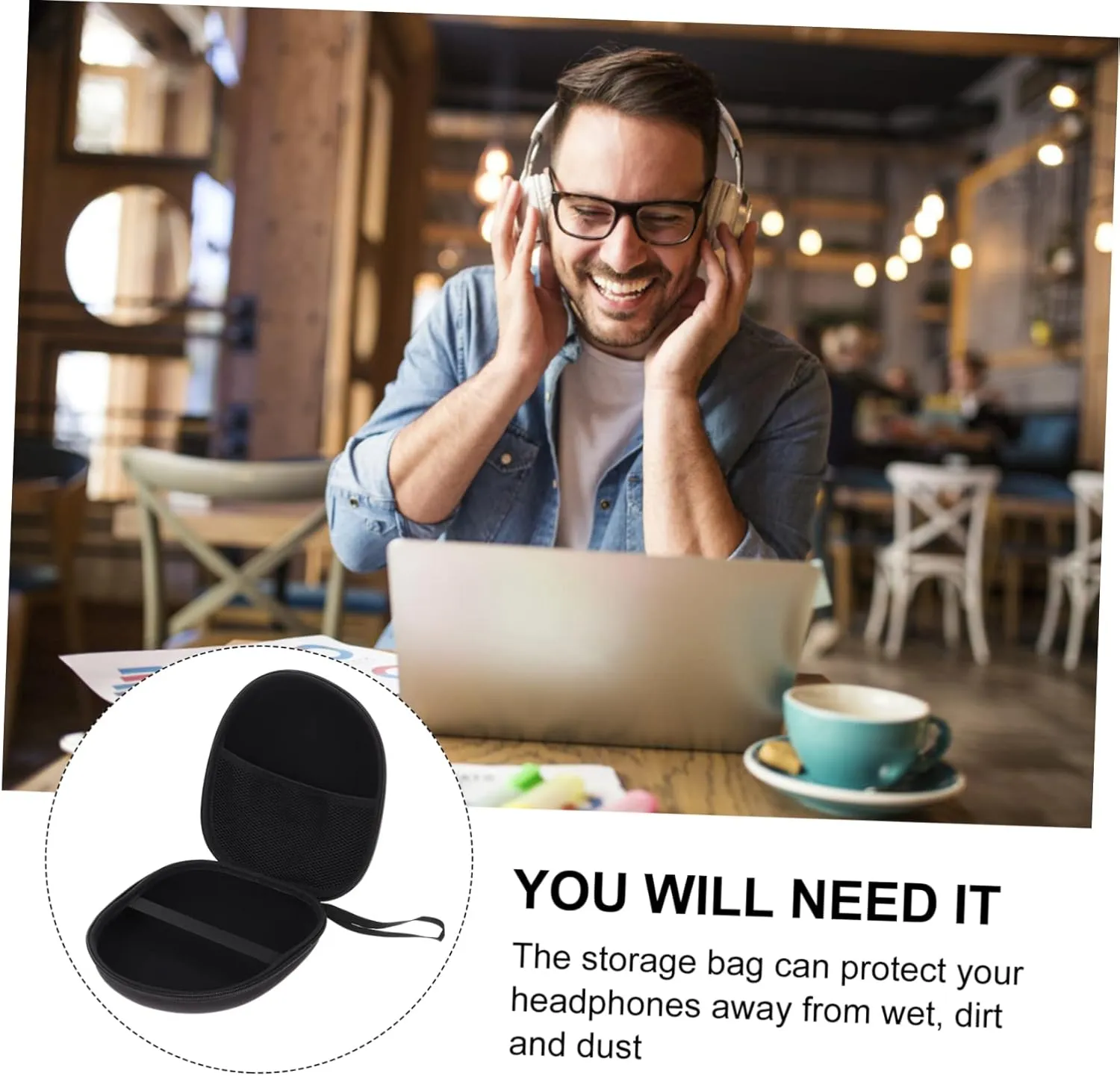 DOITOOL 2 Pcs Headset Case Travel Bag Earphone Protective Case Mesh Bag and Fastening Band Safe Storage for Your Headphones