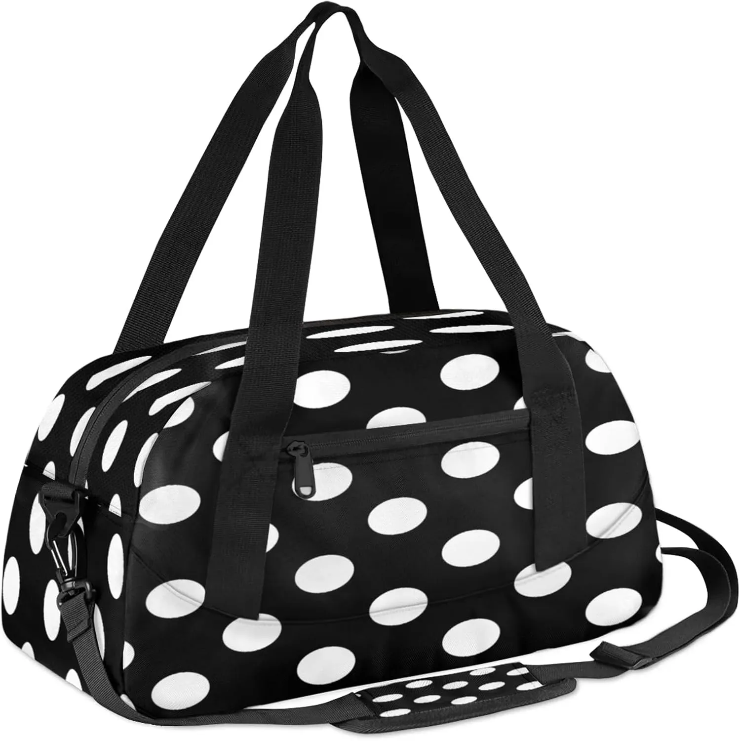 Dots Pattern Kids Duffel Bag Lightweight Waterproof Sports Gym Bag with Front Zipper Pocket Foldable Weekender Overnight Bag for School Practice Gymnastic Ballet