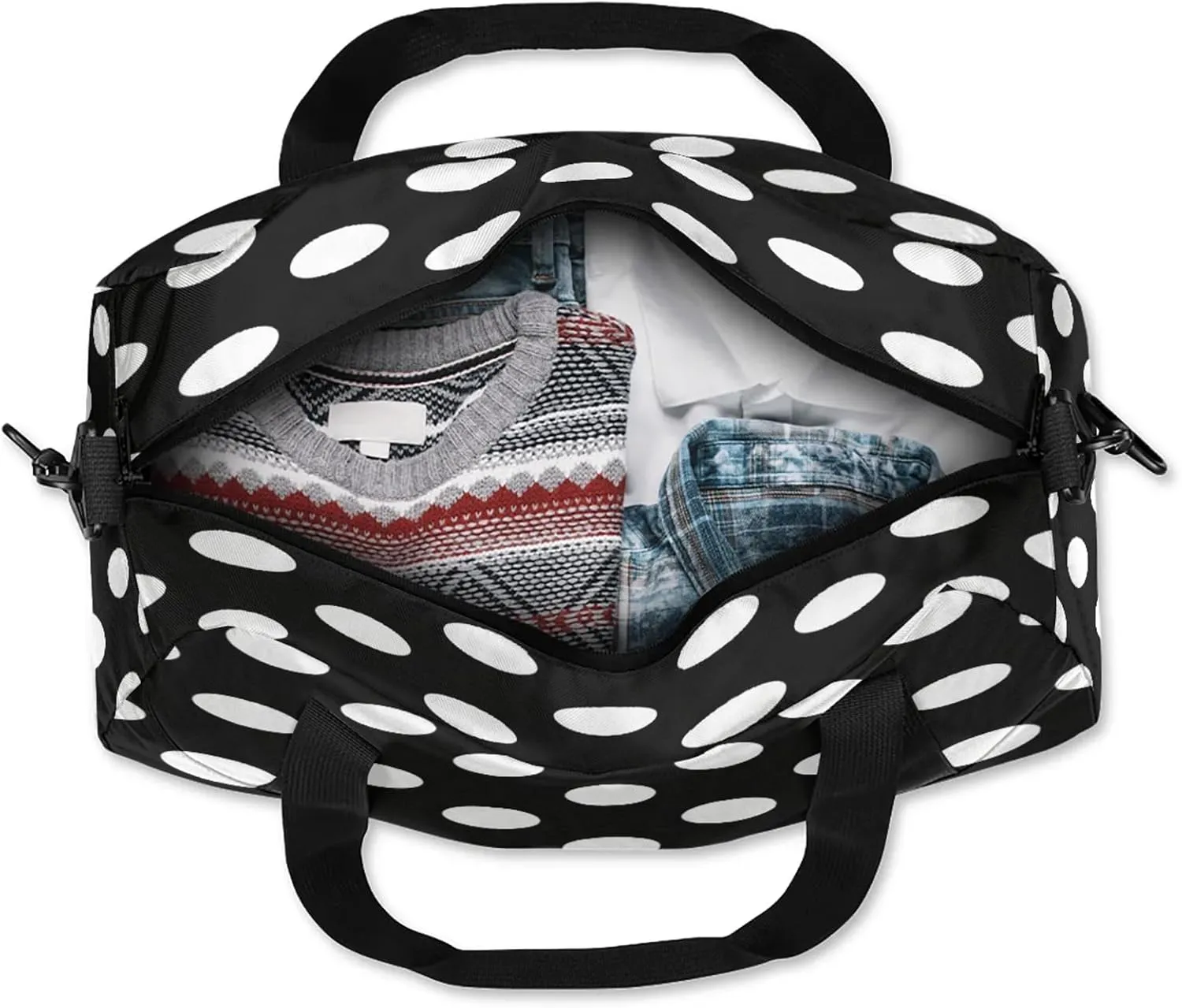 Dots Pattern Kids Duffel Bag Lightweight Waterproof Sports Gym Bag with Front Zipper Pocket Foldable Weekender Overnight Bag for School Practice Gymnastic Ballet
