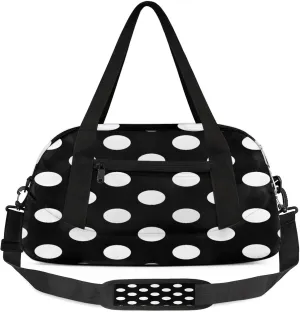 Dots Pattern Kids Duffel Bag Lightweight Waterproof Sports Gym Bag with Front Zipper Pocket Foldable Weekender Overnight Bag for School Practice Gymnastic Ballet