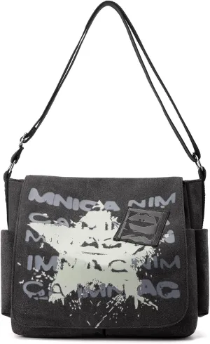 DOURR Canvas Messenger Bag for Men and Women Printing Star Vintage Crossbody Shoulder Satchel for College Work Travel