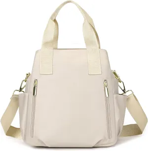 DOURR Light 3 Compartments Crossbody Bags for Women Triple Zip Top Handle Handbag Multi-pocket Nylon Satchel