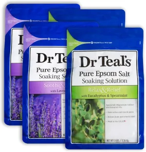 Dr. Teal's Epsom Salt 12 lb Bath Time Value Pack - 6 lb Lavender, 6 lb Eucalyptus Spearmint - Bath Time Epsom Soaking Salts
