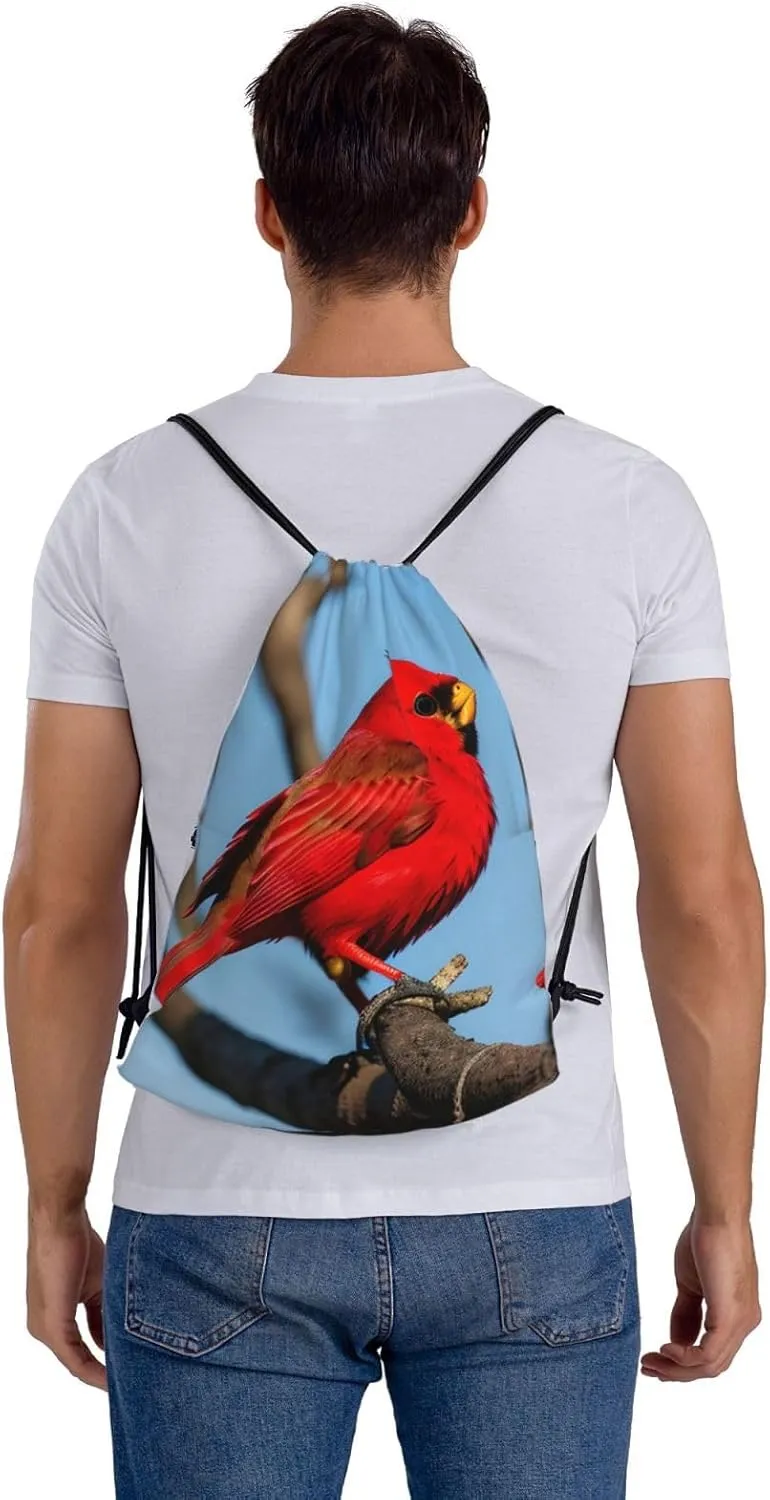Drawstring Backpack for women,Versatile drawstring bag,Water-Resistant Cinch Bag,Gym sackpack-beautiful red Bird
