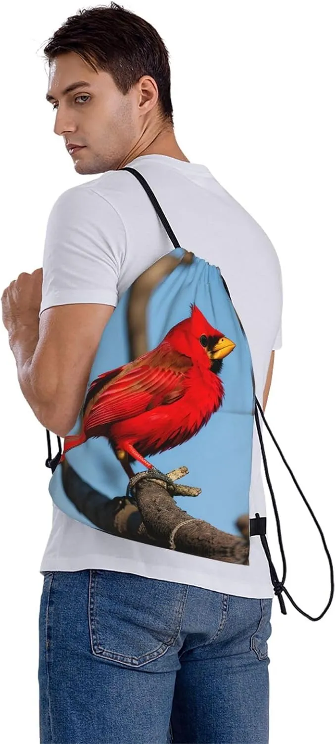 Drawstring Backpack for women,Versatile drawstring bag,Water-Resistant Cinch Bag,Gym sackpack-beautiful red Bird