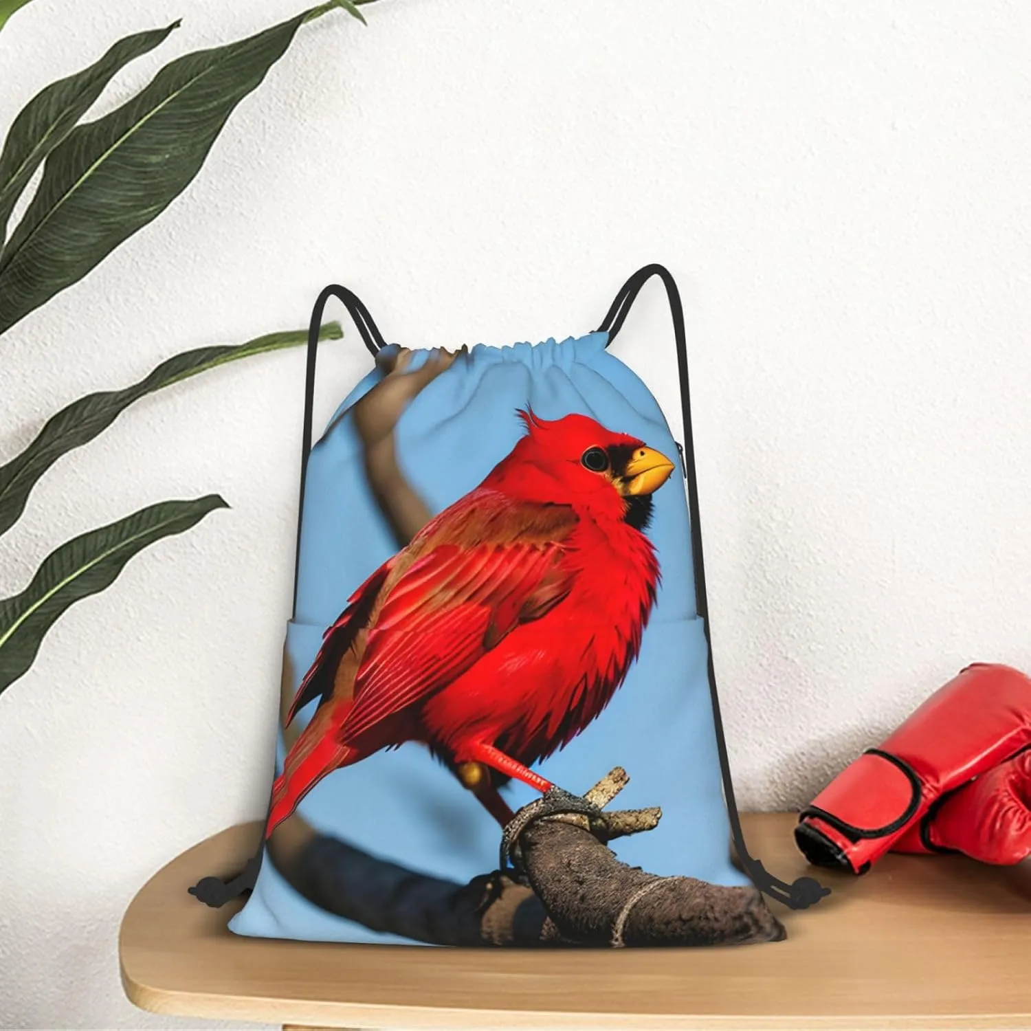 Drawstring Backpack for women,Versatile drawstring bag,Water-Resistant Cinch Bag,Gym sackpack-beautiful red Bird
