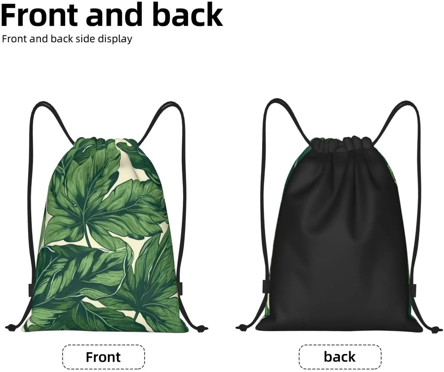 Drawstring Backpack Waterproof String Bag Green Foliage Botanical Sport Gym Sackpack Lightweight Cinch Bag