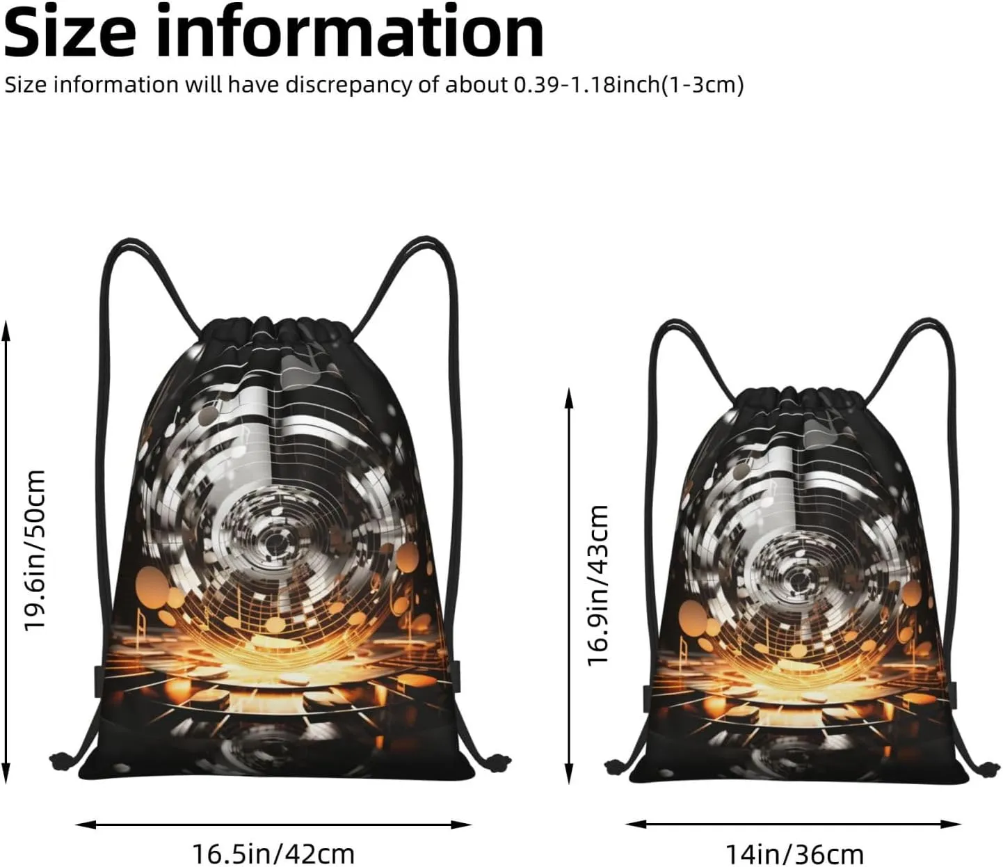 Drawstring Backpack Waterproof String Bag Musical Theme Music Clefs Sport Gym Sackpack Lightweight Cinch Bag
