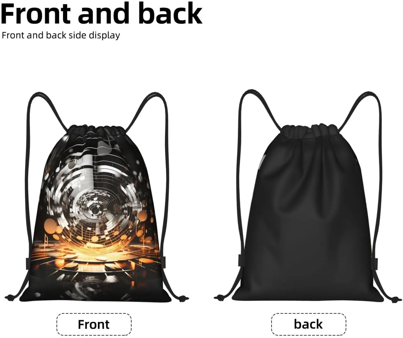 Drawstring Backpack Waterproof String Bag Musical Theme Music Clefs Sport Gym Sackpack Lightweight Cinch Bag