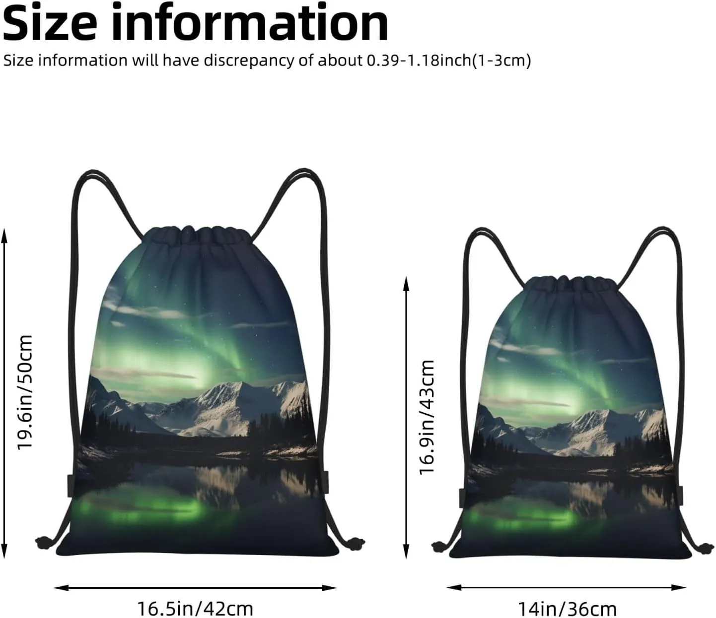 Drawstring Backpack Waterproof String Bag Northern Aurora Night Sport Gym Sackpack Lightweight Cinch Bag