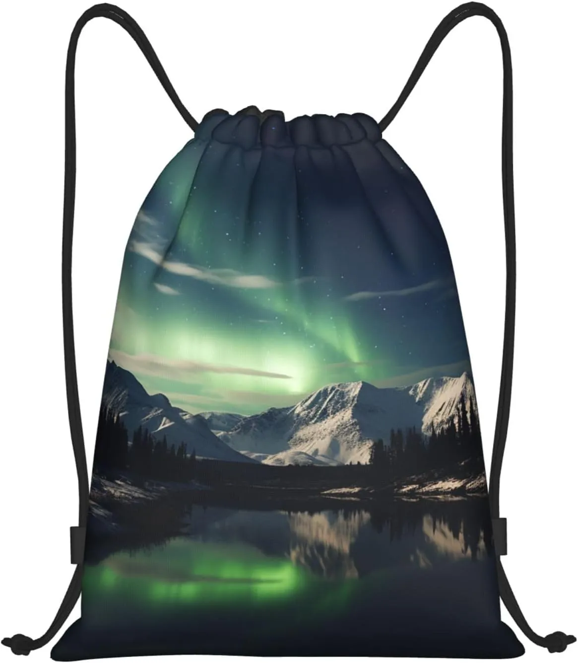 Drawstring Backpack Waterproof String Bag Northern Aurora Night Sport Gym Sackpack Lightweight Cinch Bag