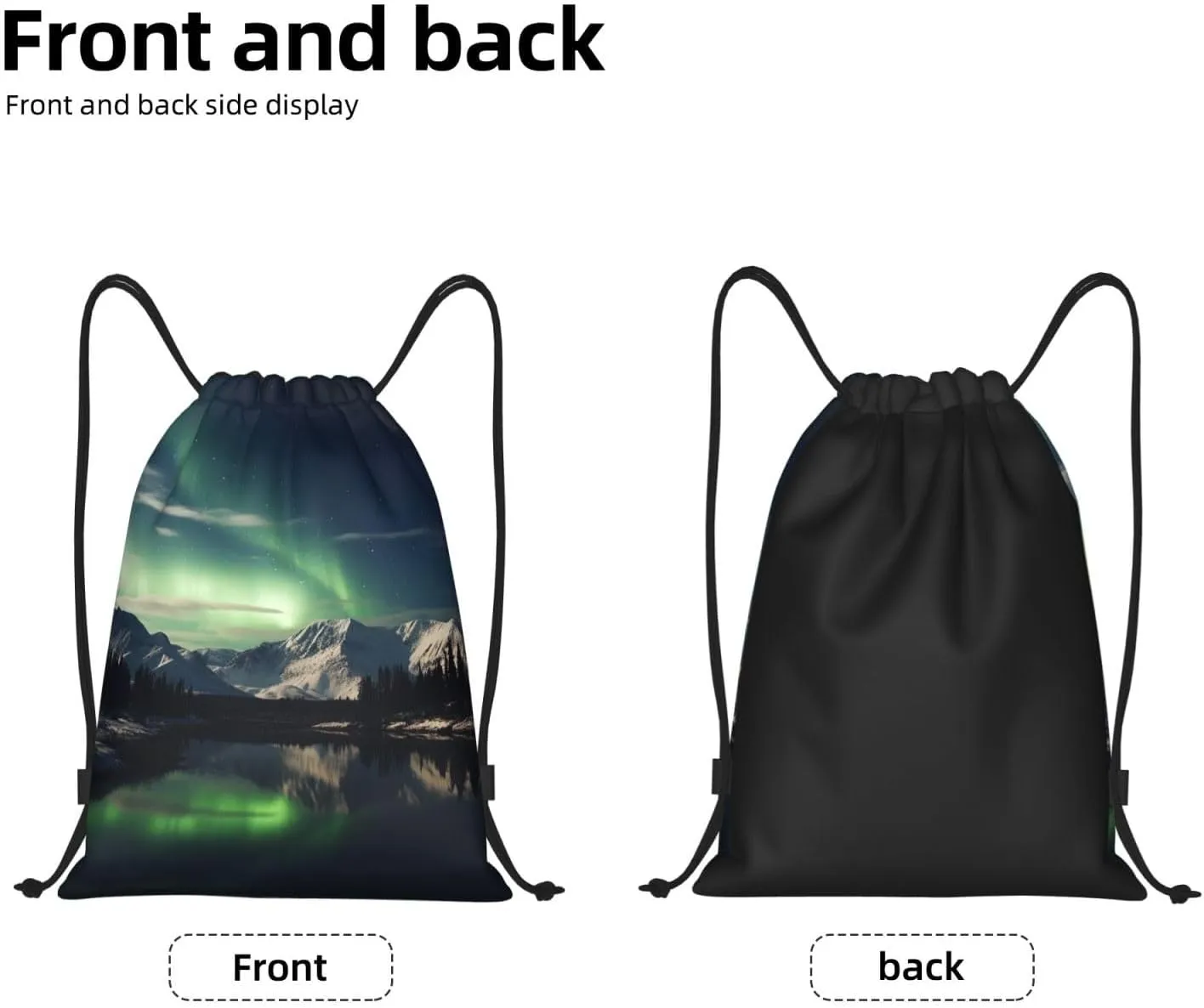 Drawstring Backpack Waterproof String Bag Northern Aurora Night Sport Gym Sackpack Lightweight Cinch Bag