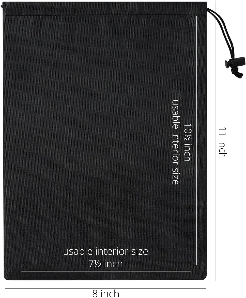 Drawstring Bag with Toggle - Nylon Cinch and Ditty Pouch - Six Pack (Black, 8 x 11 Inch)