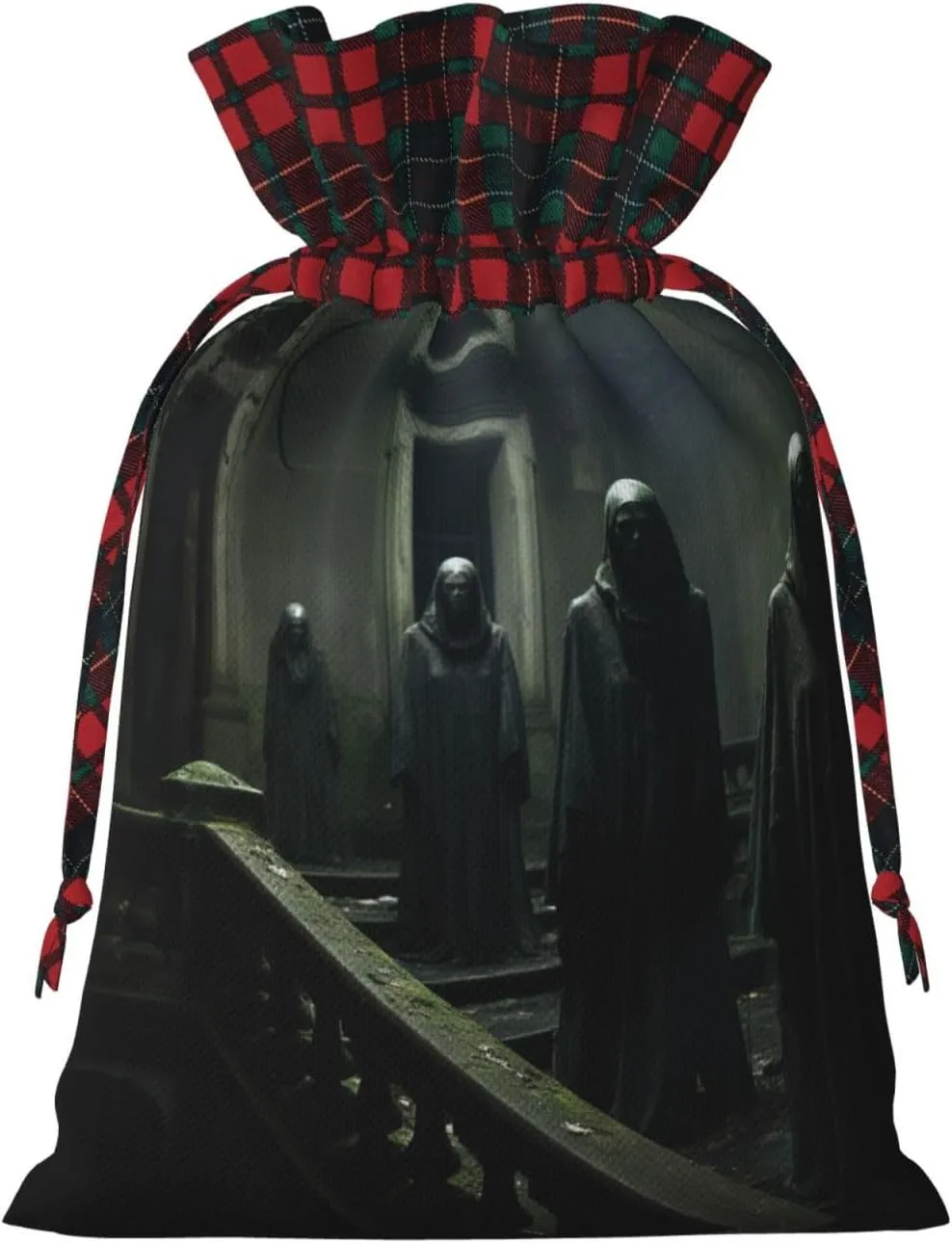 DRTGEDS Haunted Mansions 1pcs Christmas Drawstring Tote 8.3x11.8in,Robust Bag For Gifts And Everyday Used Essentials