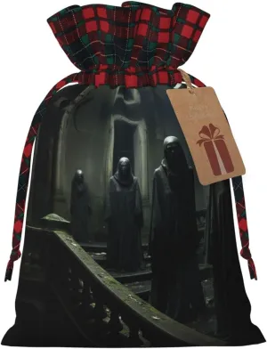 DRTGEDS Haunted Mansions 1pcs Christmas Drawstring Tote 8.3x11.8in,Robust Bag For Gifts And Everyday Used Essentials
