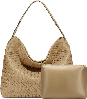 Dyalsa Woven Tote Bag for Women - Vegan Leather Large Messenger Retro Handmade Travel Shoulder Bag