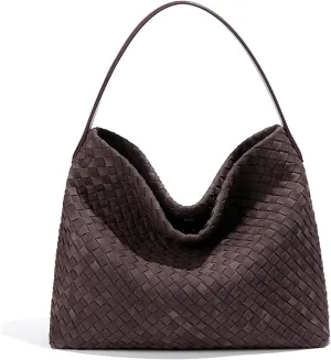 Dyalsa Woven Tote Bag for Women - Vegan Leather Large Messenger Retro Handmade Travel Shoulder Bag