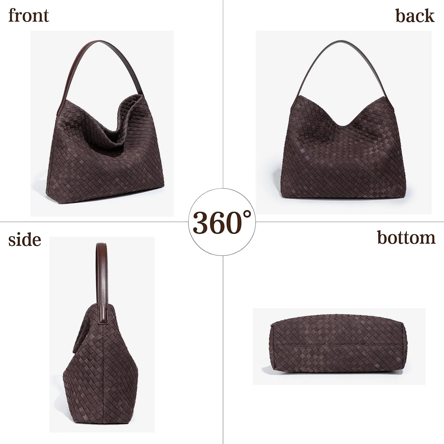 Dyalsa Woven Tote Bag for Women - Vegan Leather Large Messenger Retro Handmade Travel Shoulder Bag