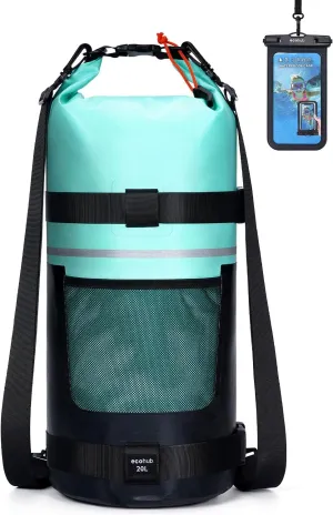 ECOHUB Waterproof Dry Bag for Women Men, 5L/10L/20L Roll Top Lightweight Dry Storage Bag Backpack for Travel Kayaking Hiking Floating with Waterproof Phone Case