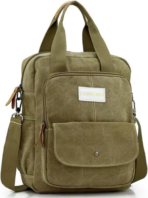 Ecokaki Unisex Canvas Shoulder Messenger Bag Schoolbag Laptop Travel Backpack
