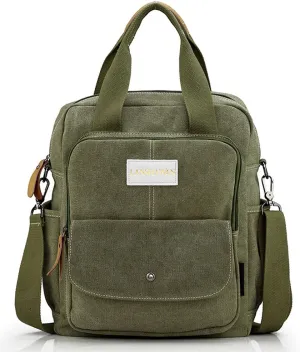 Ecokaki Unisex Canvas Shoulder Messenger Bag Schoolbag Laptop Travel Backpack