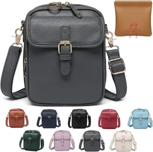 ELEGY Forcipower Crossbody Bag, Collaborate Crossbody Leather Bag with Card Slots, Double Layered Large Capacity Bags