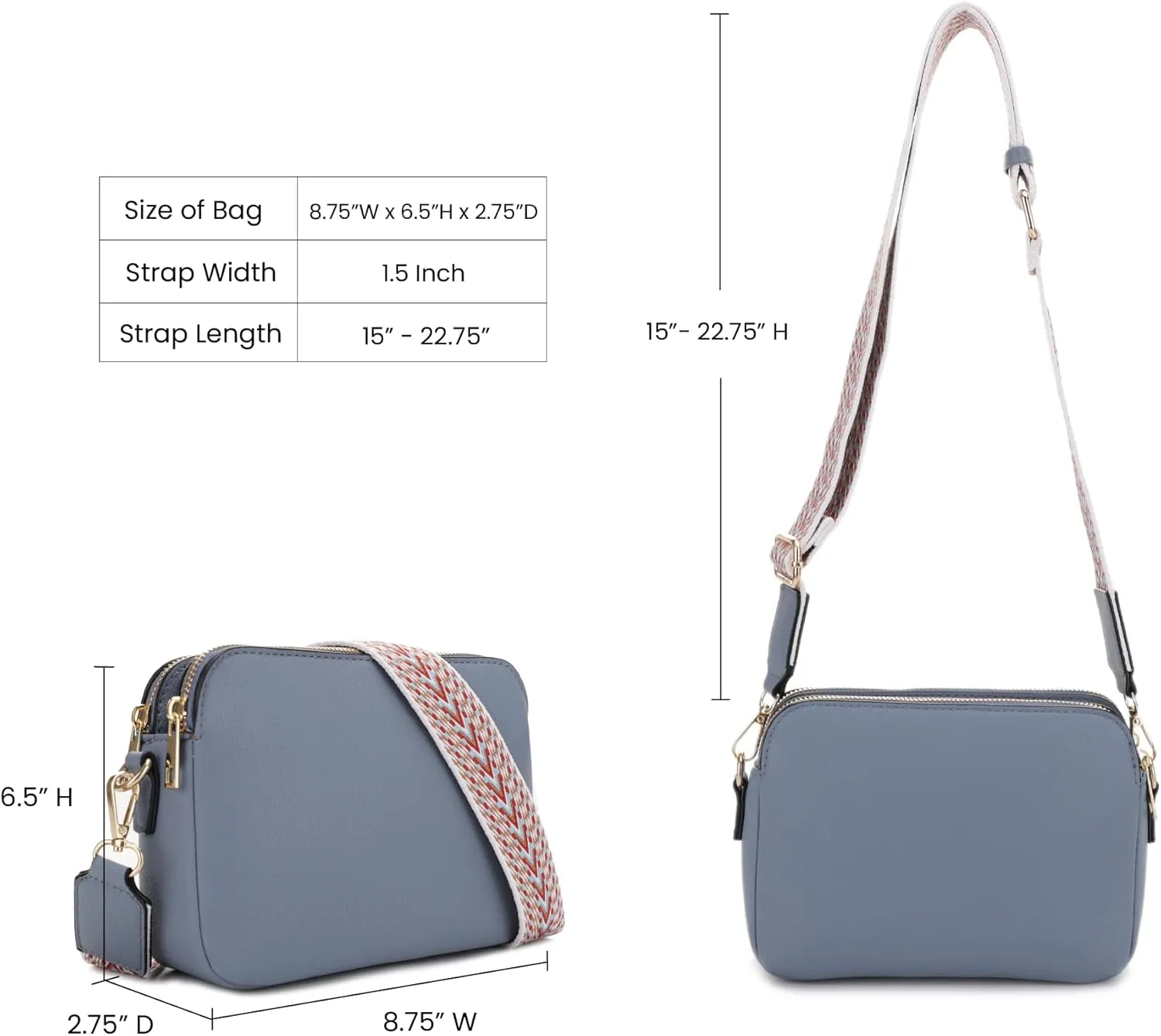 Emperia Crossbody Bag for Women Small Crossbody Camera Purses with Adjustable Webbing Shoulder Strap