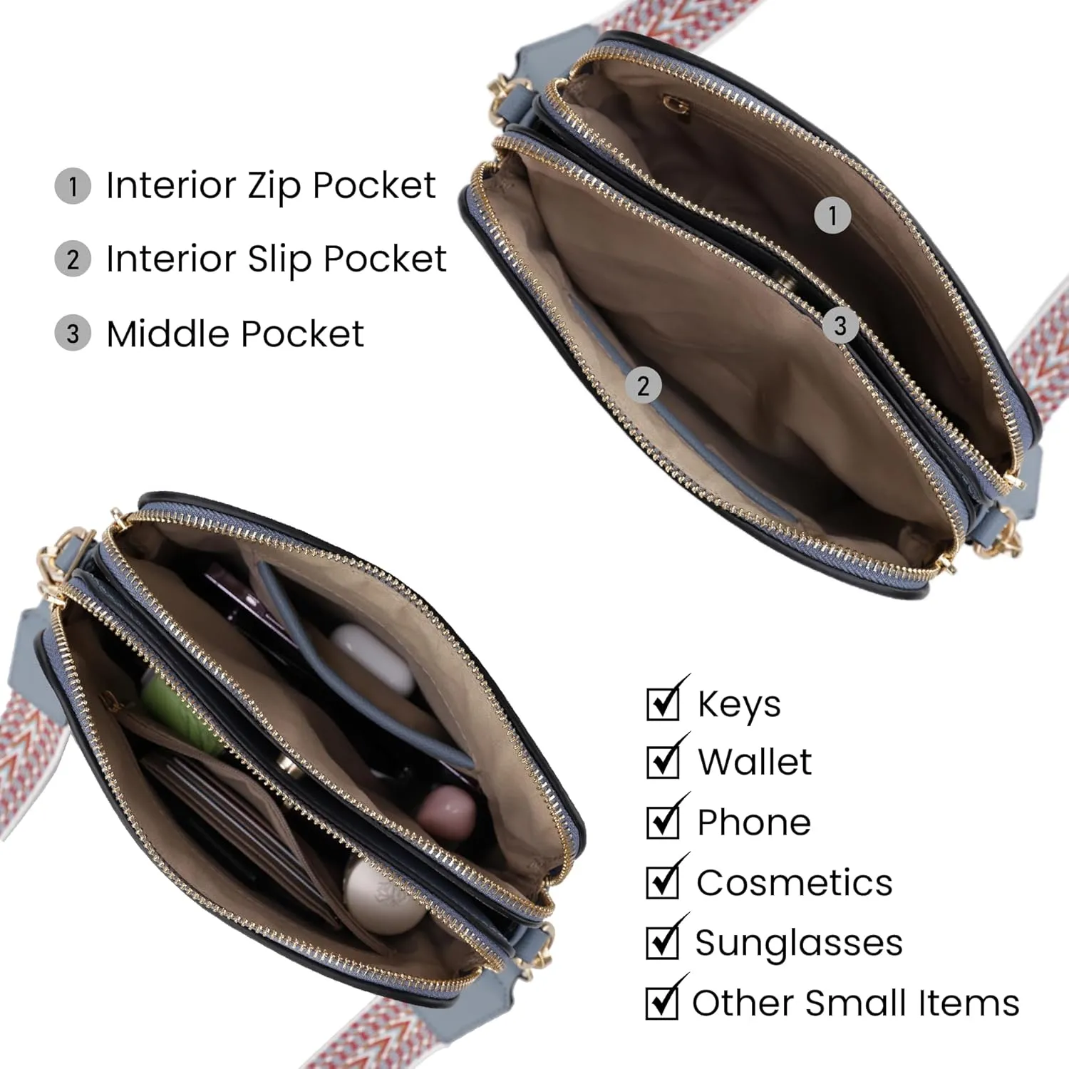 Emperia Crossbody Bag for Women Small Crossbody Camera Purses with Adjustable Webbing Shoulder Strap