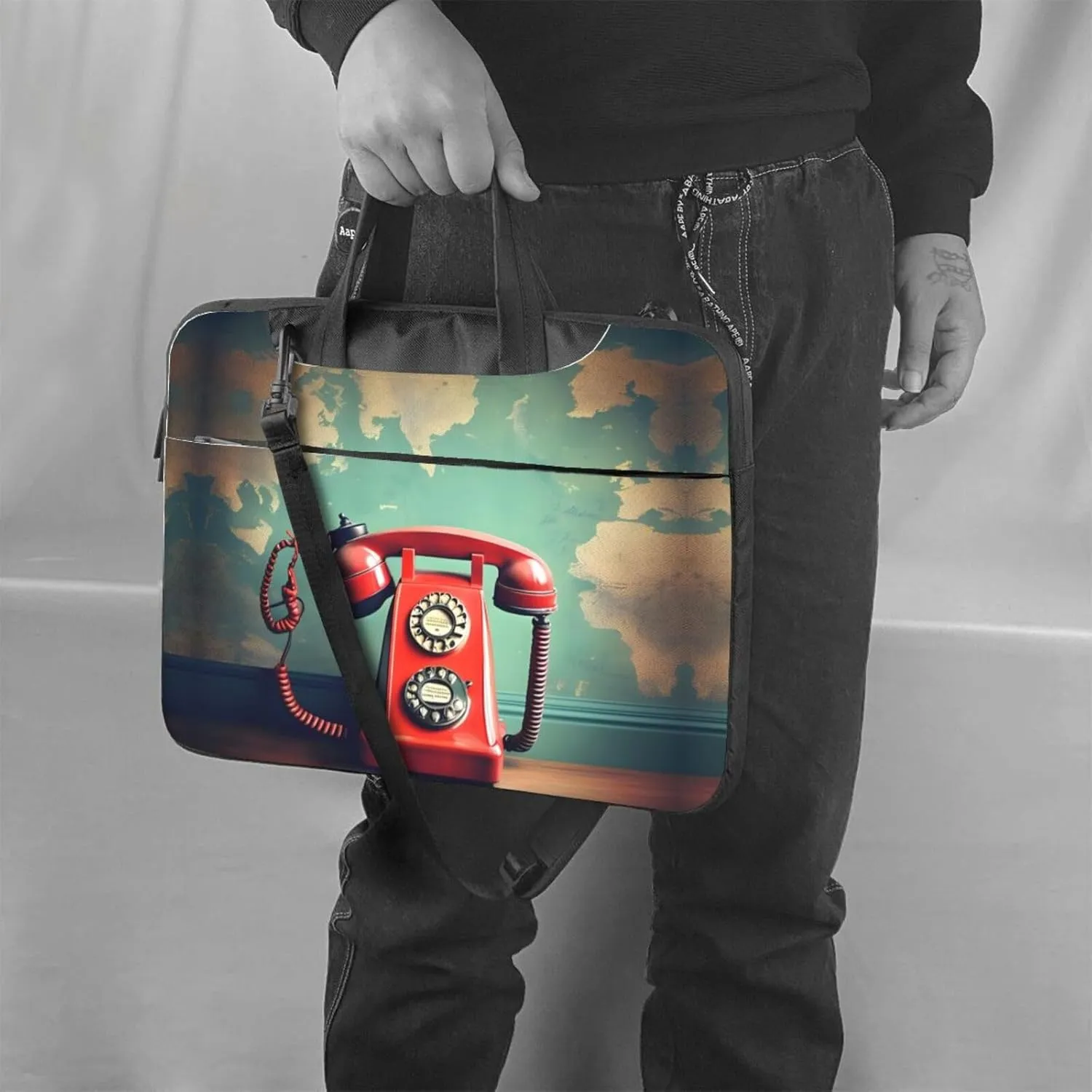 England UK Retro London Telephone Print Practical Laptop Case Laptop Bag - Stylish Messenger Bag & Laptop Shoulder Bag
