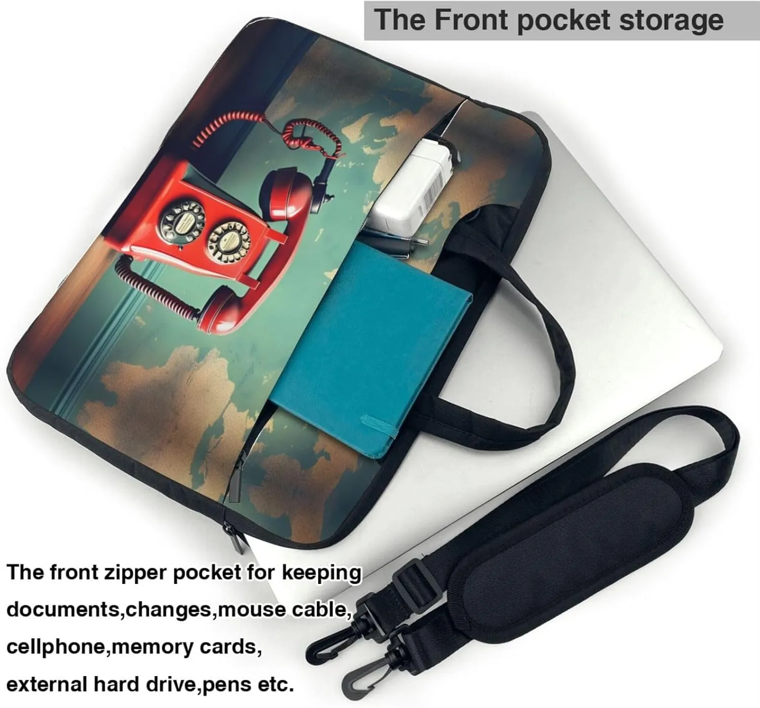 England UK Retro London Telephone Print Practical Laptop Case Laptop Bag - Stylish Messenger Bag & Laptop Shoulder Bag