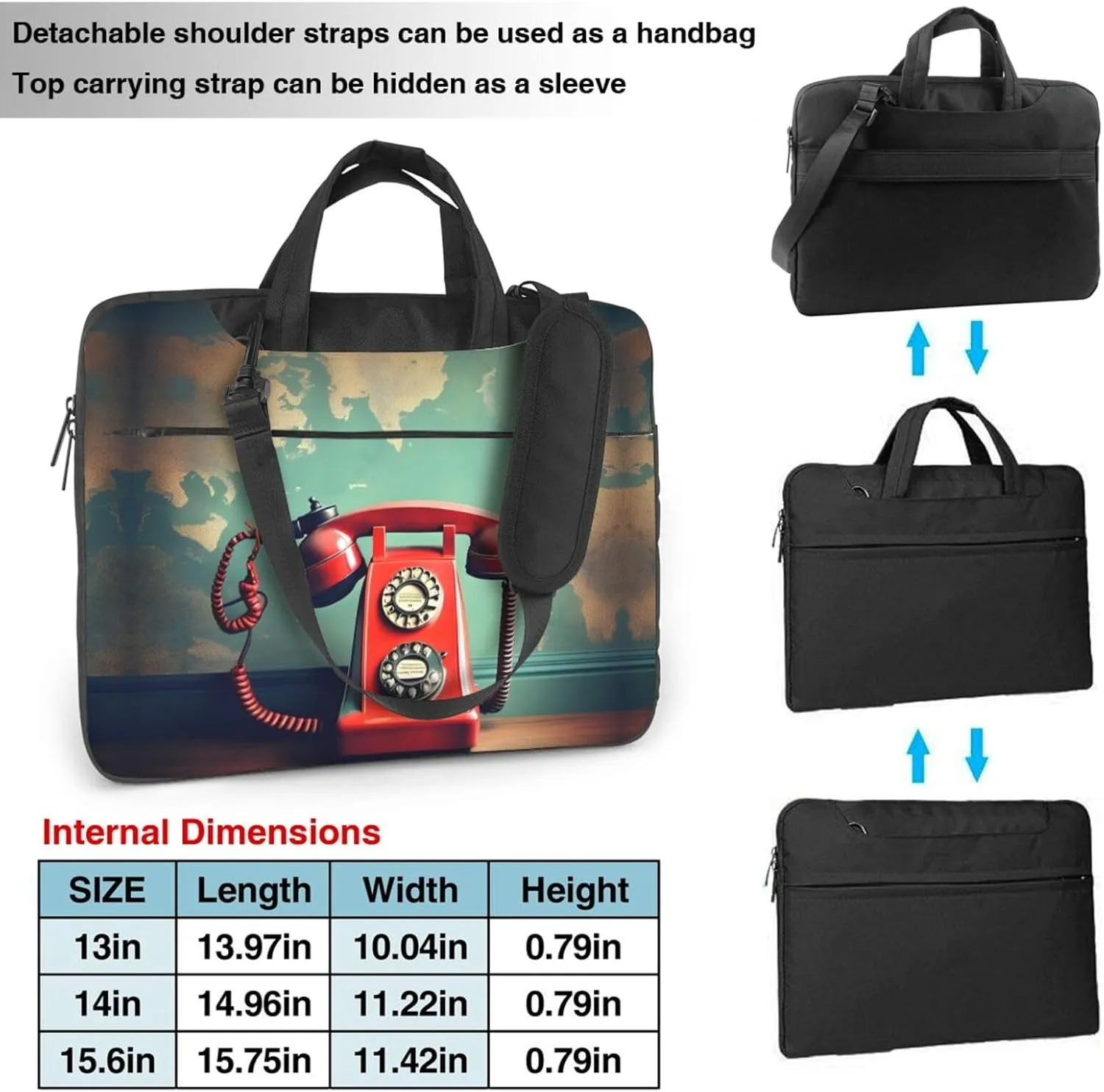 England UK Retro London Telephone Print Practical Laptop Case Laptop Bag - Stylish Messenger Bag & Laptop Shoulder Bag