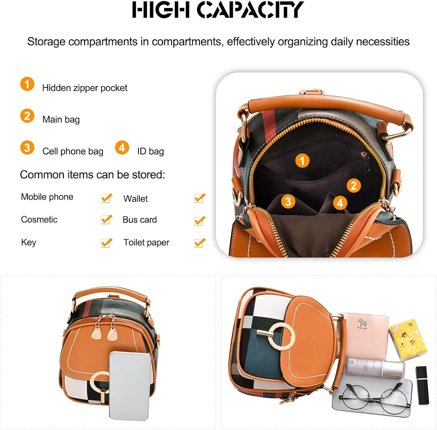 Ergocar Women's Fashion Backpack Purse, Anti-theft Convertible Tote Backpack for Women, Plaid PU Leather Casual Daypack for Girls Shoulder Bag, Ladies Small Travel Purse, Red