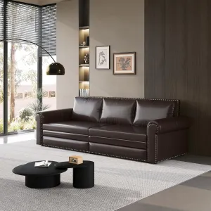 ERYE 3 in 1 King Convertible Sofabed Modern 3 Seater Sofa Couch W/Pull Out Sleeper Couch Bed and Nailhead Decor, King Size Sleeper Sofa Bed Faux Leather Upholstered Lounge Daybed for Living Room