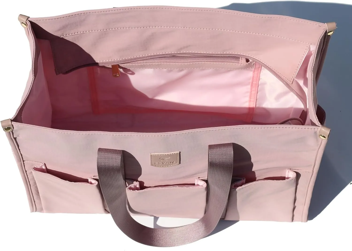 ESVAN Utility Tote Bag with Zip Top Waterproof Teacher Tote Bag for Teacher Work Women Beach