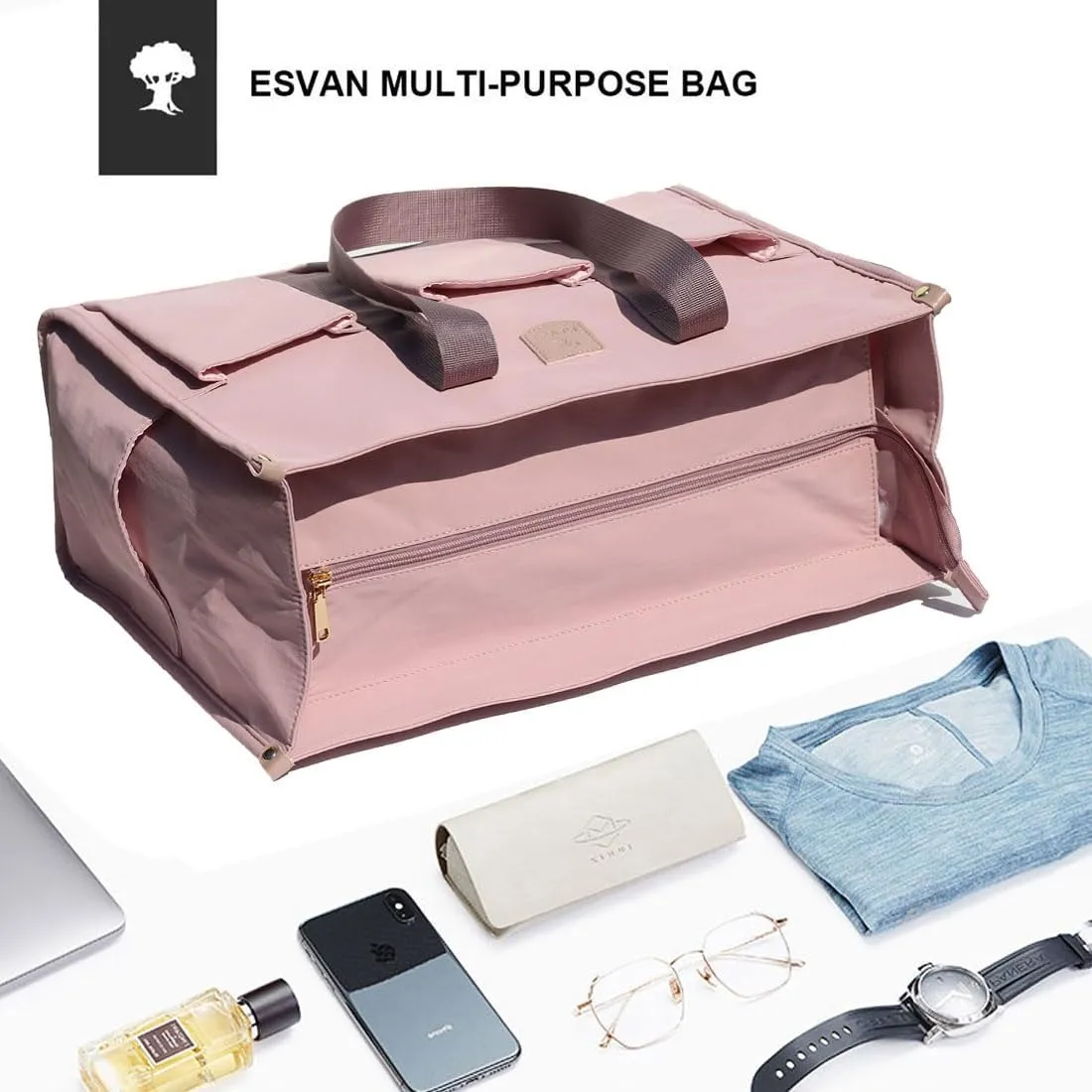 ESVAN Utility Tote Bag with Zip Top Waterproof Teacher Tote Bag for Teacher Work Women Beach